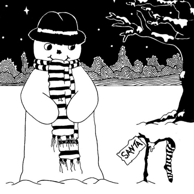 black and white picture of cute snowman Christmas T-Shirt (Creator Uploaded)