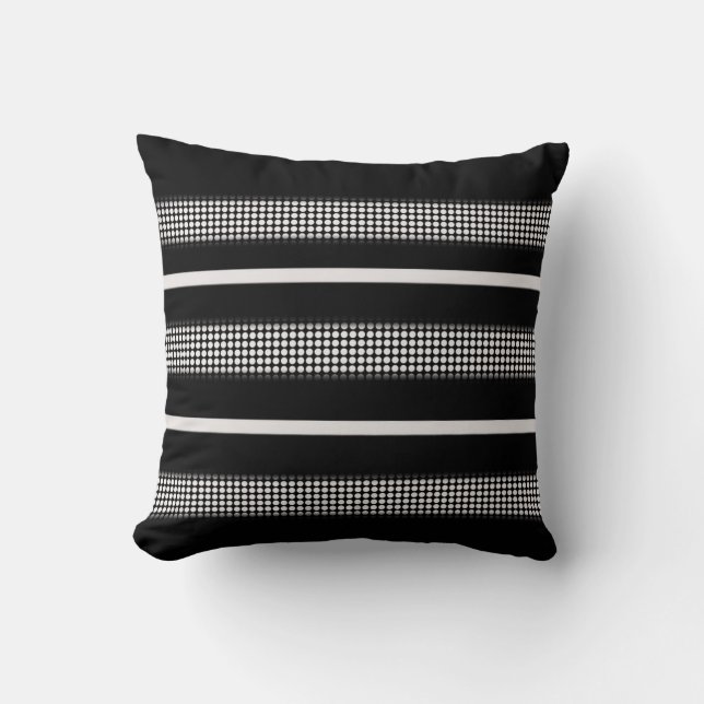 Black and white pillow with dot & line pattern (Front)