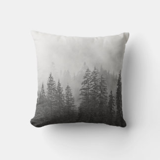 Black And White Pine Forest Pillow