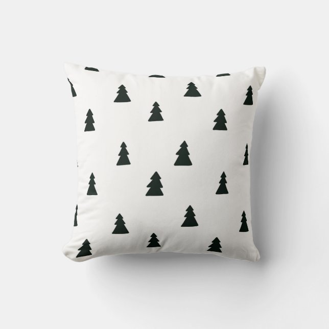 Black and White Pine Trees Pillow (Front)