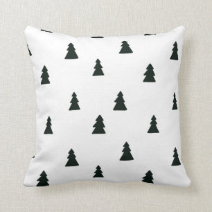 Black and White Pine Trees Pillow