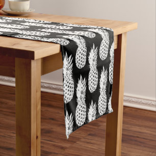 Black and white pineapple pattern table runner