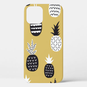 Black and white pineapples seamless pattern iPhone 12 case