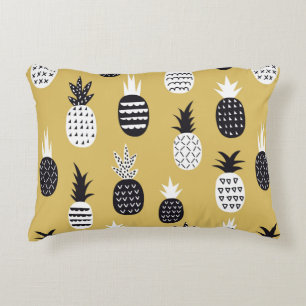 Black and white pineapples seamless pattern decorative cushion