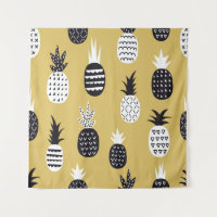 Black and white pineapples seamless pattern