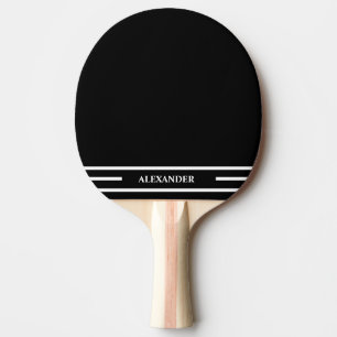 Black and White Ping Pong Paddle with Name