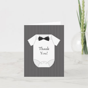Black and White Pinstripe Baby Boy Thank You Cards