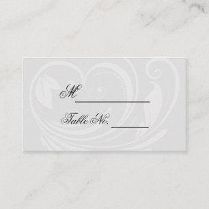 Black and White Pinstripe Heart Wedding Place Card