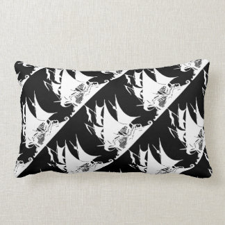 Black and White Pirate Ship Lumbar Cushion