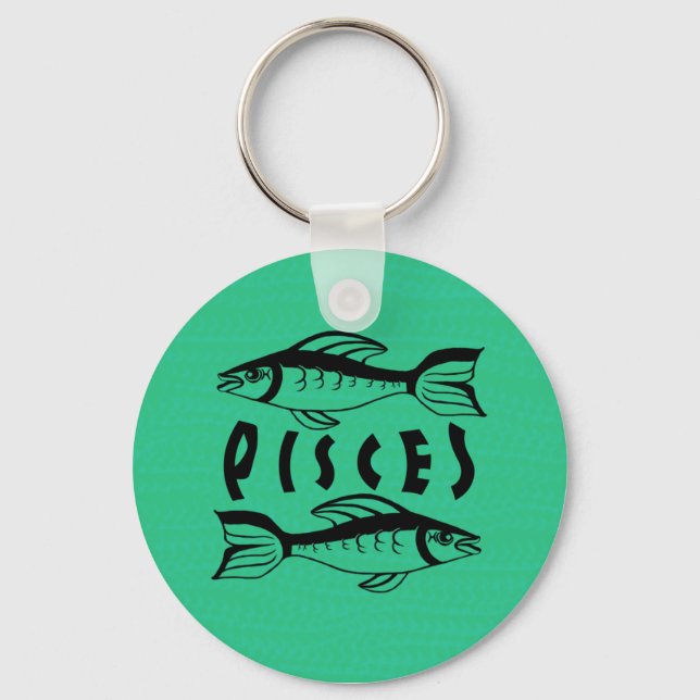 Black and White Pisces Keychain (Front)