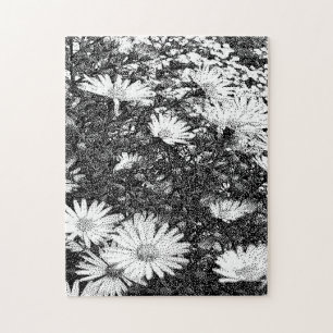 black and white pixel art  jigsaw puzzle