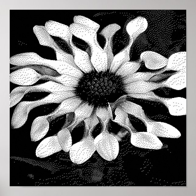 black and white pixel art  poster (Front)