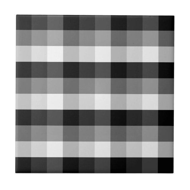 Black and White Plaid Ceramic Tile (Front)