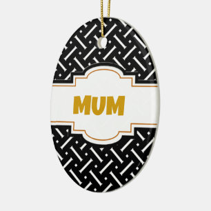 Black And White Plaid Ceramic Tree Decoration