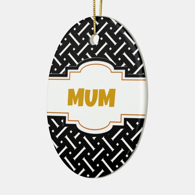 Black And White Plaid Ceramic Tree Decoration (Left)