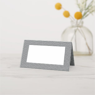 Black and White Plaid Chequered Pattern   Holiday Place Card