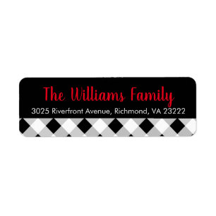 Black and White Plaid Christmas Return Address Label