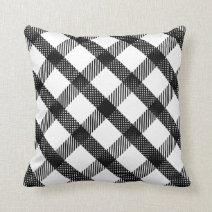 Black and White Plaid Design Cushion