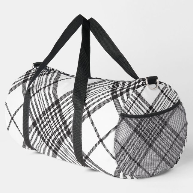 Black and White Plaid Duffle Bag (Right Corner)