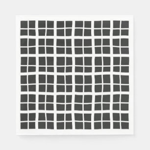 Black And White Plaid Halloween Chic Party  Napkin