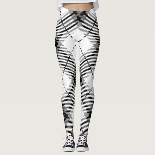 Black and White Plaid Leggings (Front)