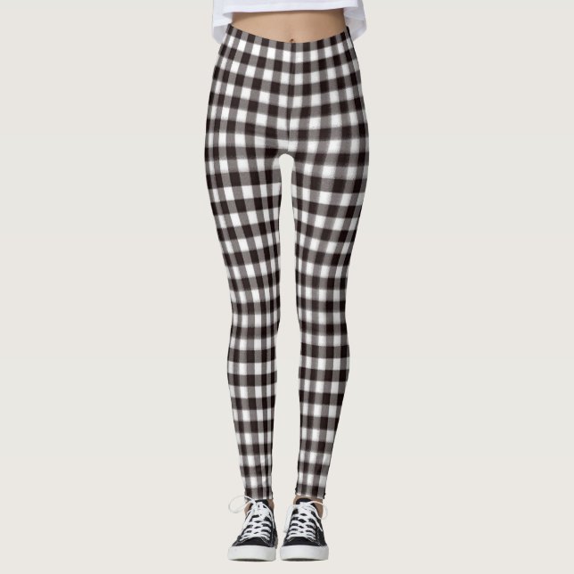 Black and White Plaid Leggings (Front)