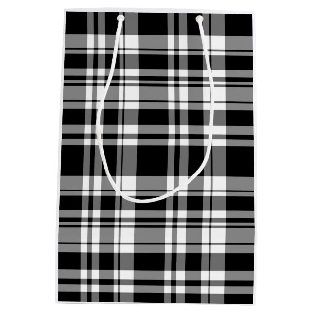 Black and White Plaid Medium Gift Bag (Back)
