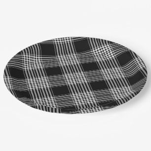 Black And White Plaid Paper Plate