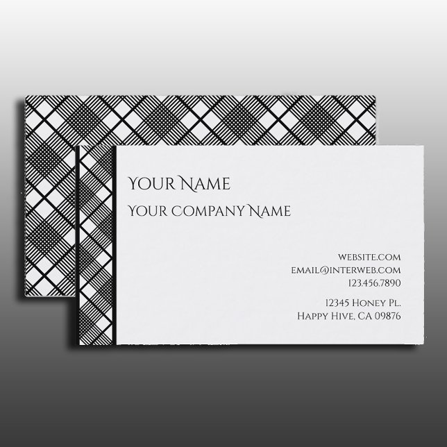 Black and White Plaid Pattern Business Cards (Creator Uploaded)