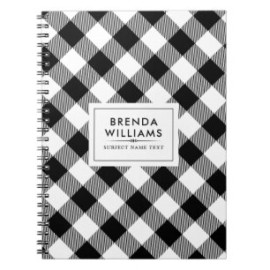 Black and white plaid pattern notebook