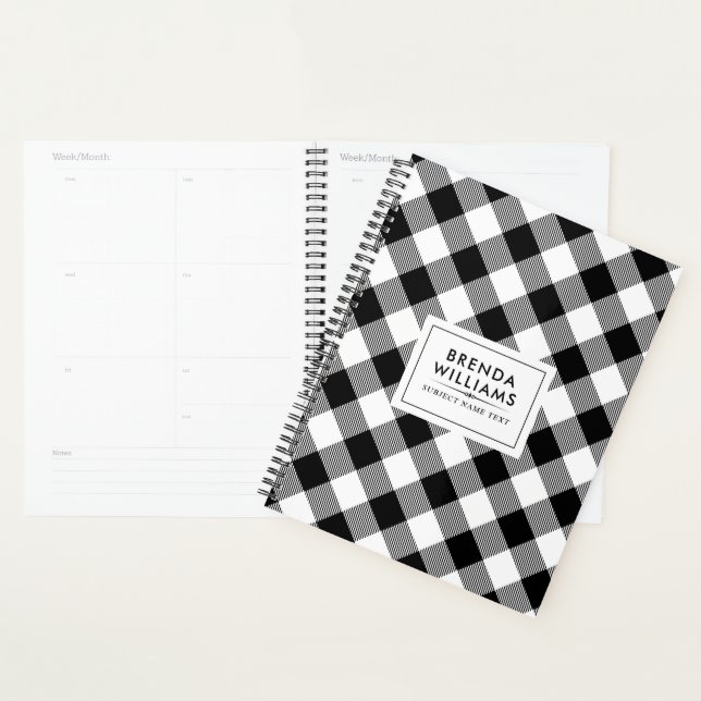 Black and white plaid pattern planner (Display)