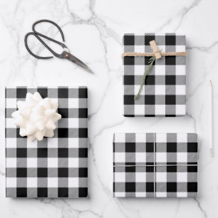 Black And White Plaid Pattern Wrapping Paper Sheet