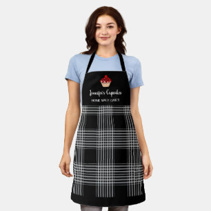 Black and white plaid professional bakery apron