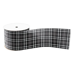 Black and White Plaid Ribbon Grosgrain Ribbon