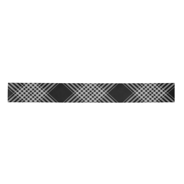 Black and white plaid  satin ribbon (Front)