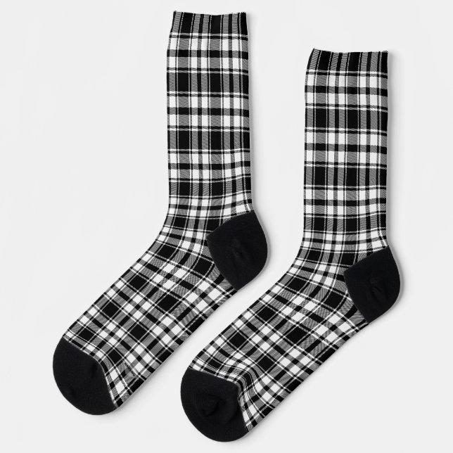 Black and White Plaid Socks HAMbWG (Left)