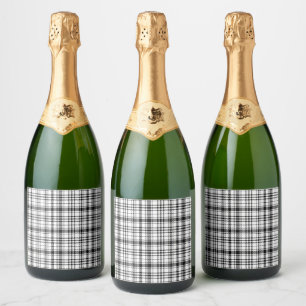  Black and White Plaid  Sparkling Wine Label