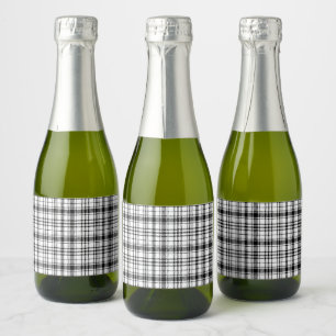  Black and White Plaid  Sparkling Wine Label