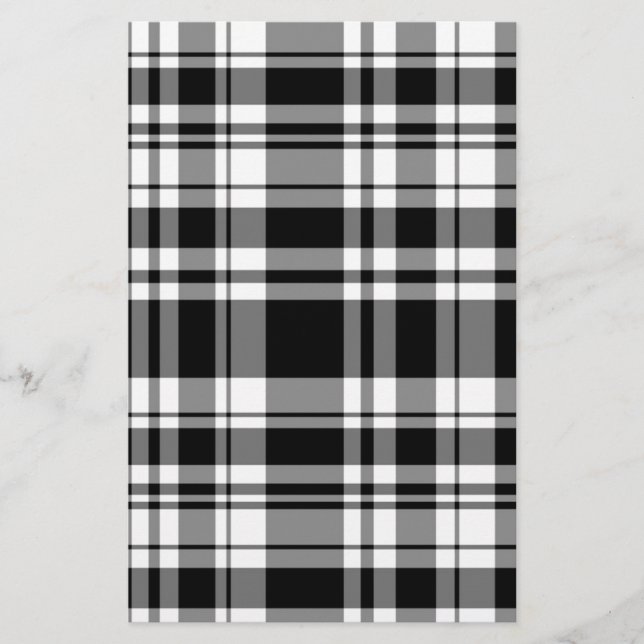 Black and White Plaid Stationery (Front)