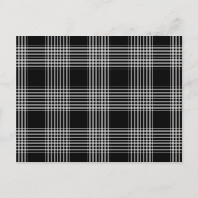Black and White Plaid Tartan Pattern Postcard (Front)