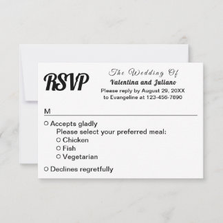 Black and White Plain Text Wedding RSVP