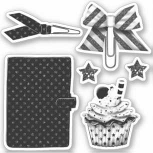 Black and white planner sticker set, volume 4