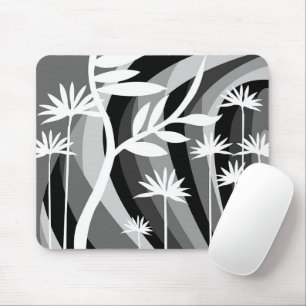 Black and White Plant Design Mouse Pad