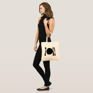 Black and White Plate and Utensils Tote Bag