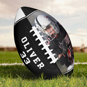 Black and White Player's Name Number Photo Football