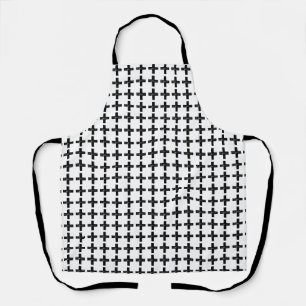 Black and White "Plus" Math Symbol Lino Cut Apron