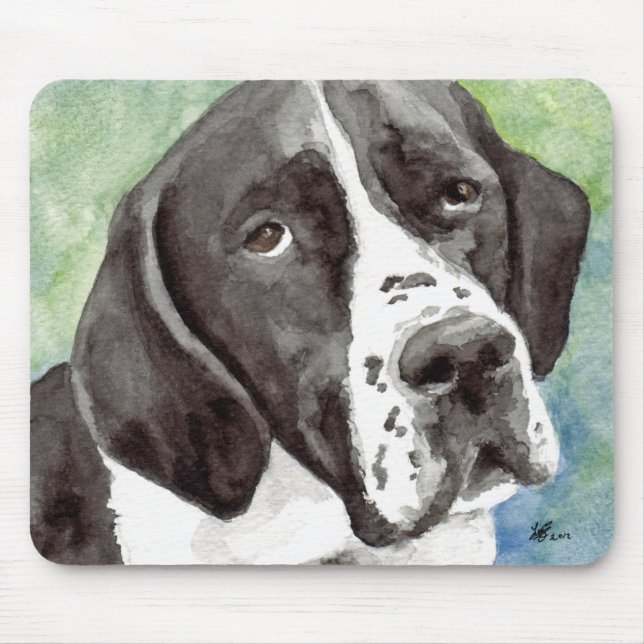 Black and White Pointer Dog Mouse Pad (Front)