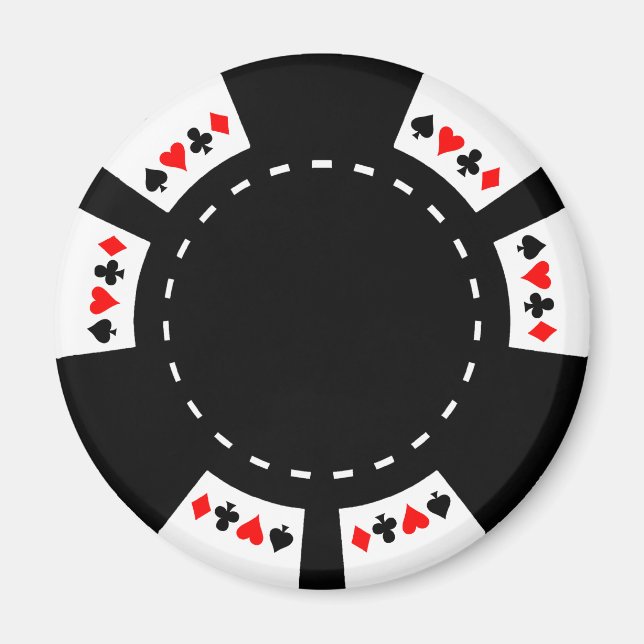 Black and White Poker Chip Magnet (Front)