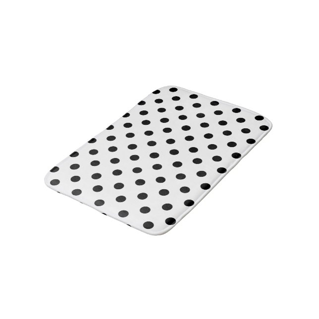 Black And White Polka Dot Bath Mat (Angled)