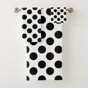 Black and White Polka Dot Bath Towel Set